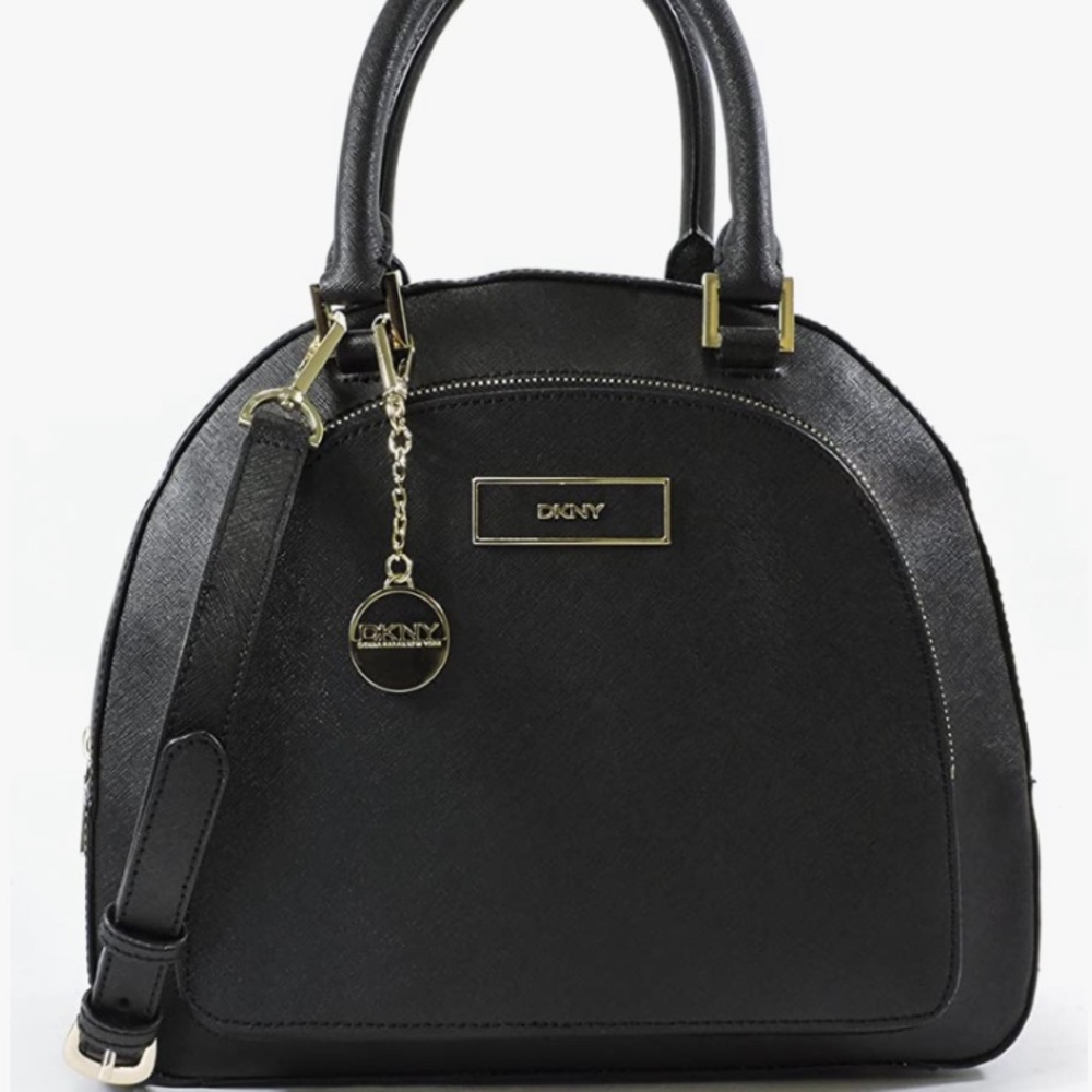 DKNY Saffiano Leather Top Zip Round Satchel